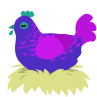 Nebulus, a indigo and amethyst chicken with a half-lace pattern