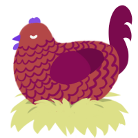 A red and wine chicken with a lace pattern