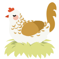 A white and gold chicken with a half-lace pattern