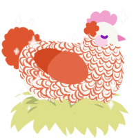 A white and vermilion chicken with a double-lace pattern