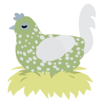 A overcast and sable chicken with a speckle pattern