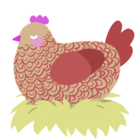love, a beige and red chicken with a double-lace pattern