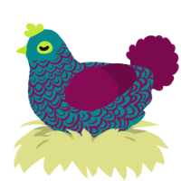 A teal and wine chicken with a double-lace pattern