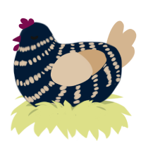 A tumblr and beige chicken with a bar pattern