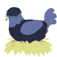 A tumblr and ultramarine chicken with a head pattern