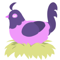 purble place-, a lavender and overcast chicken with a head pattern