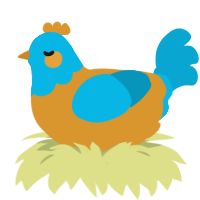 A orange and cerulean chicken with a head pattern