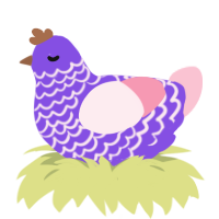 A blurple and rose chicken with a lace pattern