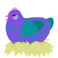 (unnamed), a blurple and teal chicken with a speckle pattern