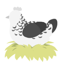 A white and maroon chicken with a half-lace pattern