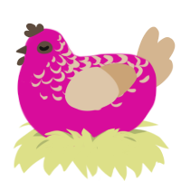mineave, a fuchsia and beige chicken with a half-lace pattern
