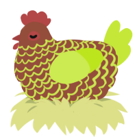 MariMari, a russet and lime chicken with a lace pattern