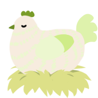The Frolicker, a cream and apple chicken with a bar pattern