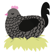 A grey and black chicken with a lace pattern