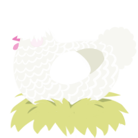 A white chicken with a lace pattern