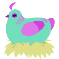 A mint and orchid chicken with a neck-band pattern