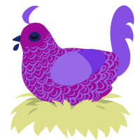 A plum and blurple chicken with a double-lace pattern