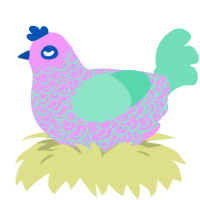 A lavender and mint chicken with a double-lace pattern