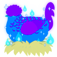A sapphire and violet chicken with a half-lace pattern