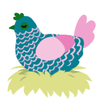 A sea and pink chicken with a lace pattern