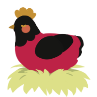 Roadking, a crimson and black chicken with a head pattern