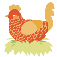 A vermilion and honey chicken with a lace pattern