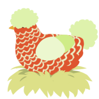 A vermilion and apple chicken with a lace pattern