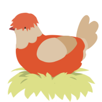 (unnamed), a vermilion and beige chicken with a head pattern