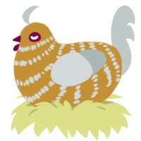The Cardinal, a gold and silver chicken with a bar pattern
