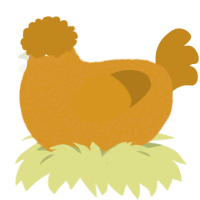 Light, a orange and ochre chicken with a double-lace pattern