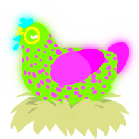 Uranium, a grass and orchid chicken with a speckle pattern