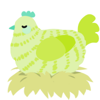 Zambette, a apple and lime chicken with a bar pattern