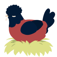 A red and tumblr chicken with a head pattern
