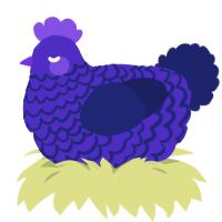 A indigo and navy chicken with a lace pattern