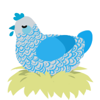 Misty, a mist and sky chicken with a double-lace pattern