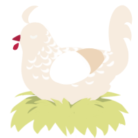 A cream chicken with a half-lace pattern