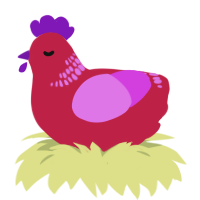 A crimson and orchid chicken with a neck-band pattern
