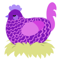 A violet and orchid chicken with a lace pattern