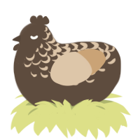 Toffee Brownie, a bark and beige chicken with a half-lace pattern