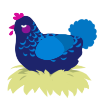 Deep End, a navy and sapphire chicken with a half-lace pattern