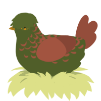 A olive and russet chicken with a half-lace pattern