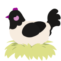 A cream and sable chicken with a head pattern