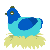 The Horrors, a aqua and ultramarine chicken with a head pattern