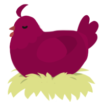 Cranberry, a maroon chicken with a head pattern