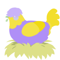 A lilac and yellow chicken with a head pattern
