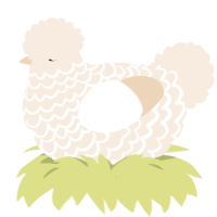A cream chicken with a lace pattern