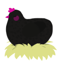 A sable and black chicken with a speckle pattern