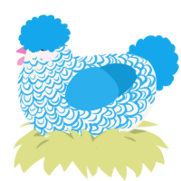 A white and sky chicken with a double-lace pattern