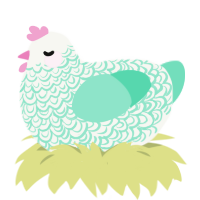 Garden, a white and mint chicken with a double-lace pattern