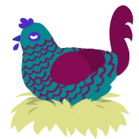 Bevvy, a teal and wine chicken with a lace pattern
